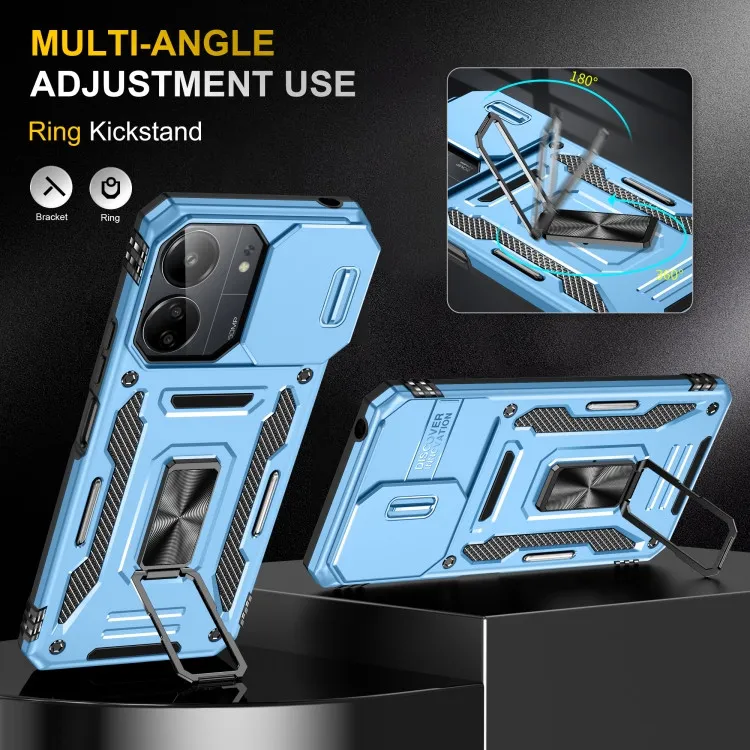 Ударостійкий чохол Camshield Army Ring для Xiaomi Redmi 13C / Poco C65 Блакитний / Light Blue — фото 5