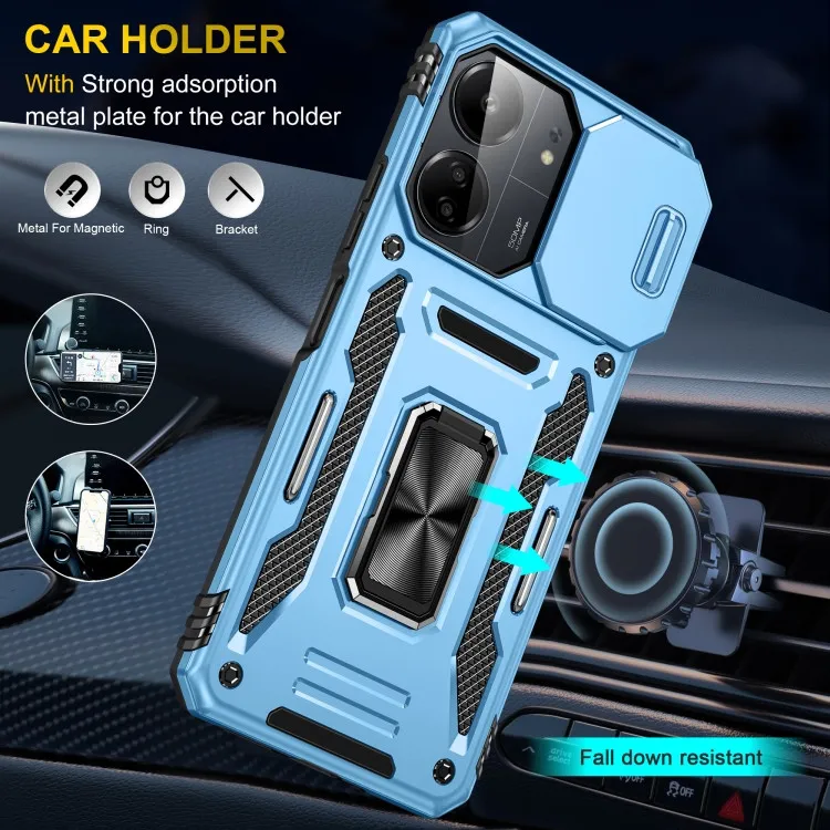 Ударостійкий чохол Camshield Army Ring для Xiaomi Redmi 13C / Poco C65 Блакитний / Light Blue — фото 7