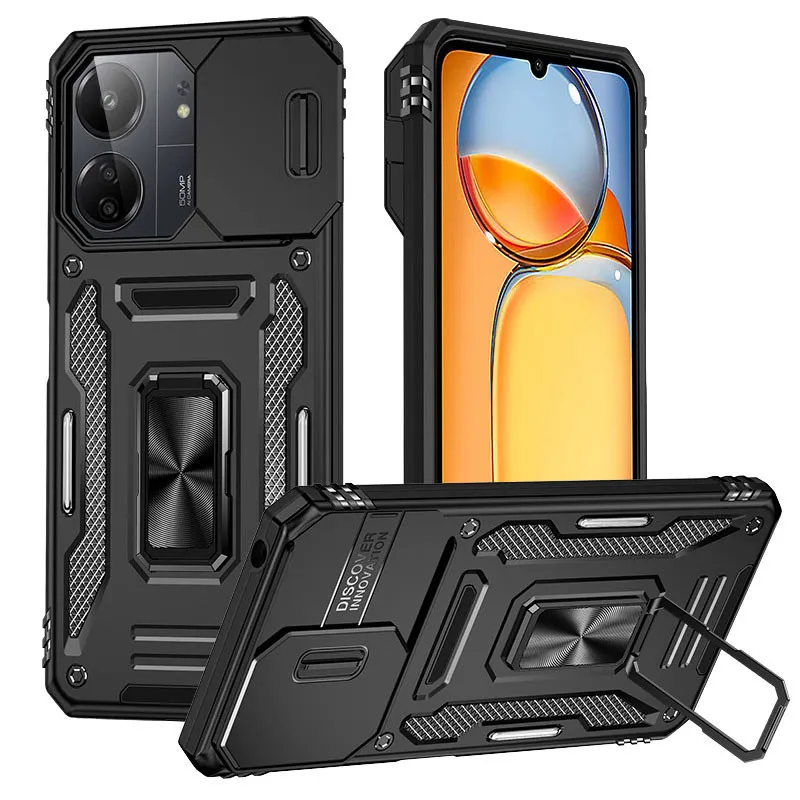 Ударостійкий чохол Camshield Army Ring для Xiaomi Redmi 13C / Poco C65 Чорний / Black