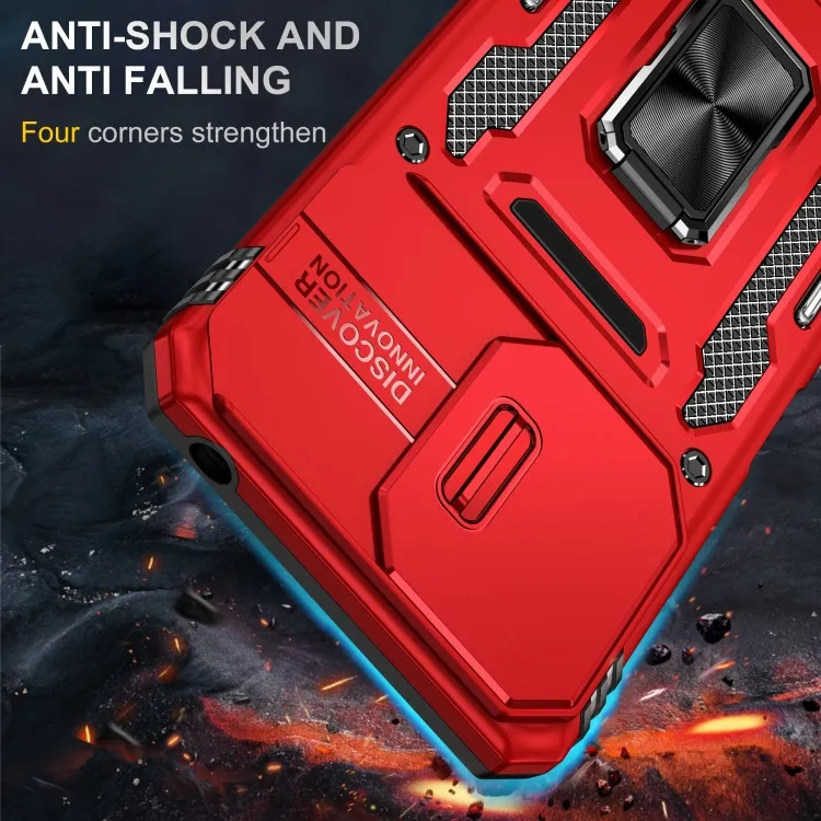 Ударостійкий чохол Camshield Army Ring для Xiaomi Redmi 13C / Poco C65 Червоний / Red — фото 2