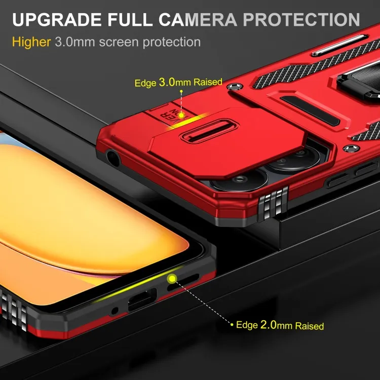 Ударостійкий чохол Camshield Army Ring для Xiaomi Redmi 13C / Poco C65 Червоний / Red — фото 3