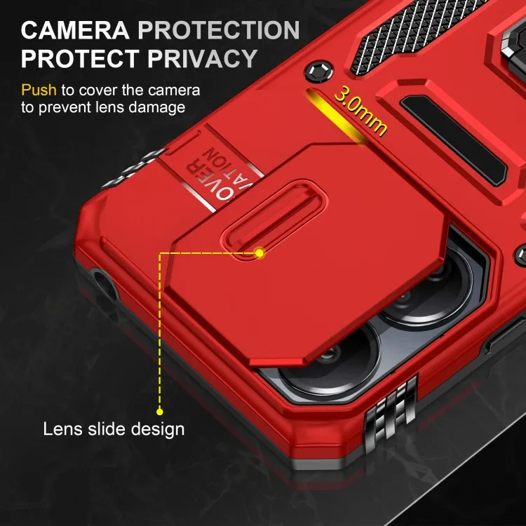 Ударостійкий чохол Camshield Army Ring для Xiaomi Redmi 13C / Poco C65 Червоний / Red — фото 5