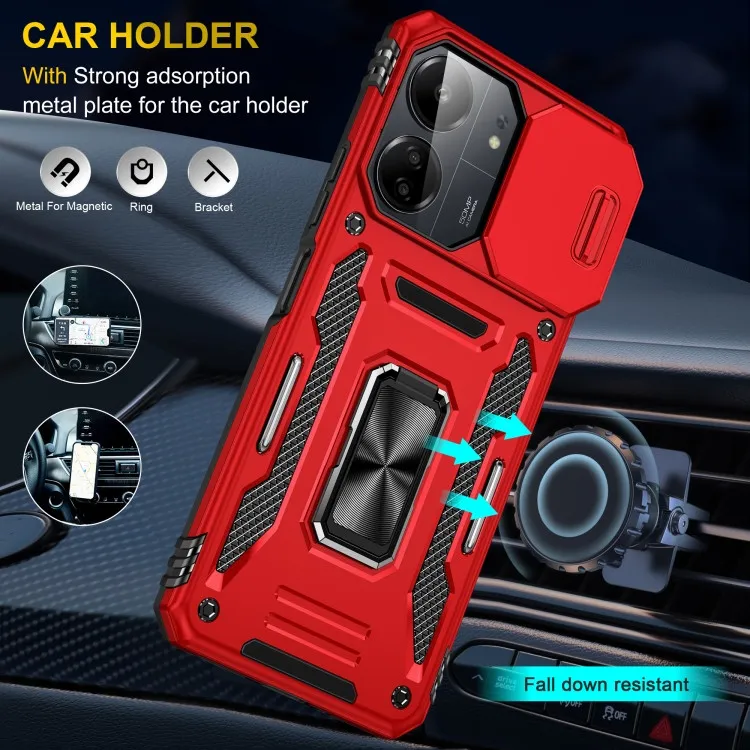 Ударостійкий чохол Camshield Army Ring для Xiaomi Redmi 13C / Poco C65 Червоний / Red — фото 6