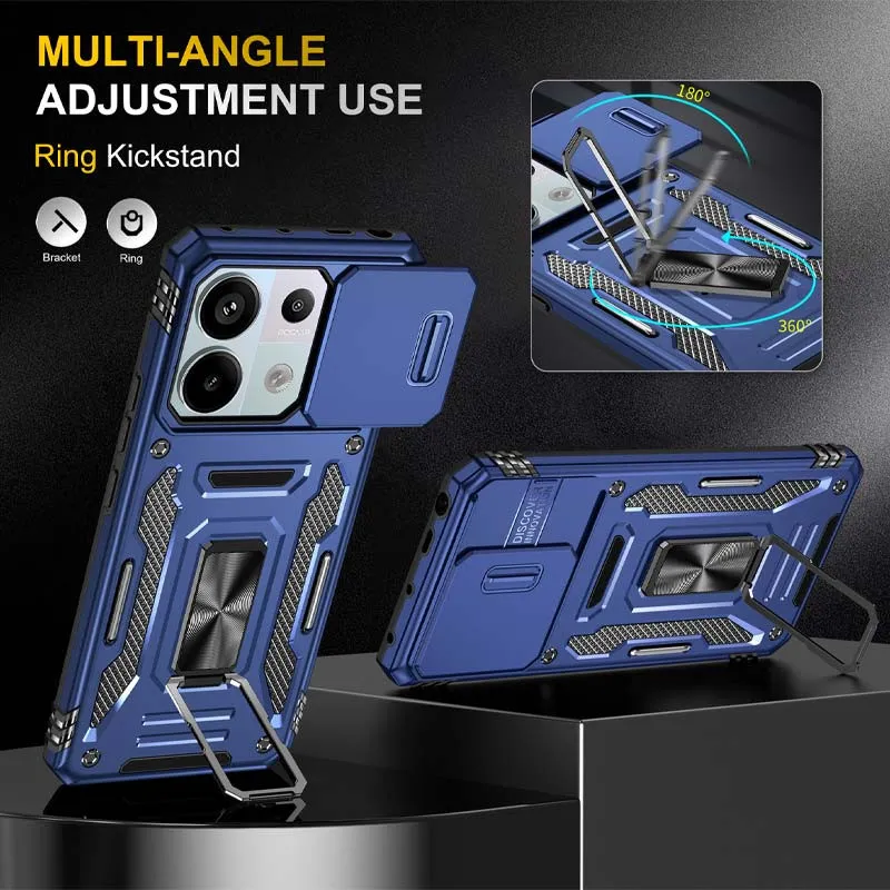 Ударостійкий чохол Camshield Army Ring для Xiaomi Redmi Note 13 4G Синій / Navy — фото 3