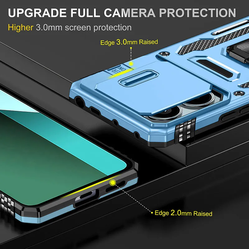 Ударостійкий чохол Camshield Army Ring для Xiaomi Redmi Note 13 4G Блакитний / Light Blue — фото 3