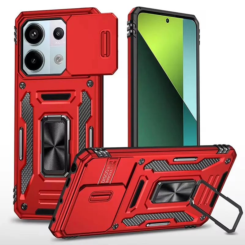 Ударостійкий чохол Camshield Army Ring для Xiaomi Redmi Note 13 Pro 4G / 14s / Poco M6 Pro 4G Червоний / Red