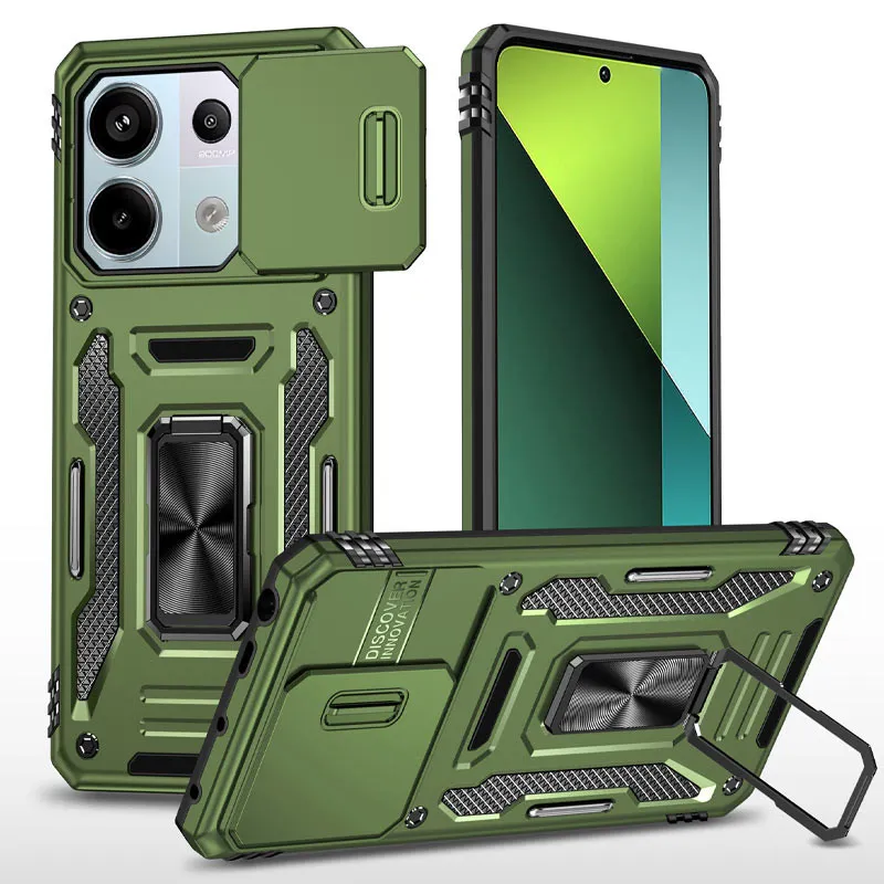 Ударостійкий чохол Camshield Army Ring для Xiaomi Redmi Note 13 Pro 4G / 14s / Poco M6 Pro 4G Оливковий / Army Green