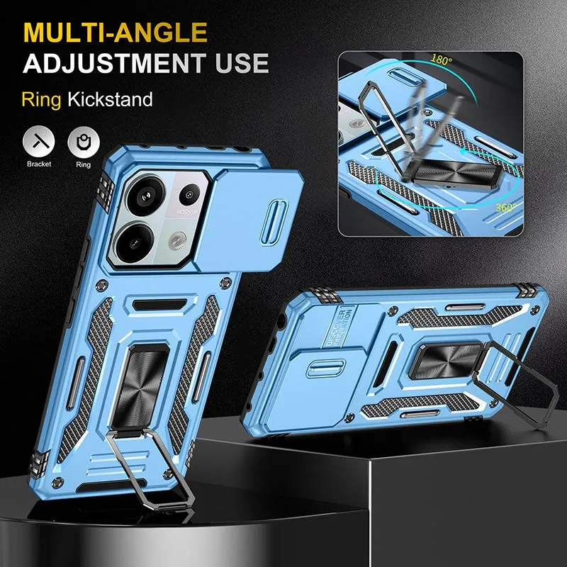 Ударостійкий чохол Camshield Army Ring для Xiaomi Poco X6 / Note 13 Pro 5G Блакитний / Light Blue — фото 5