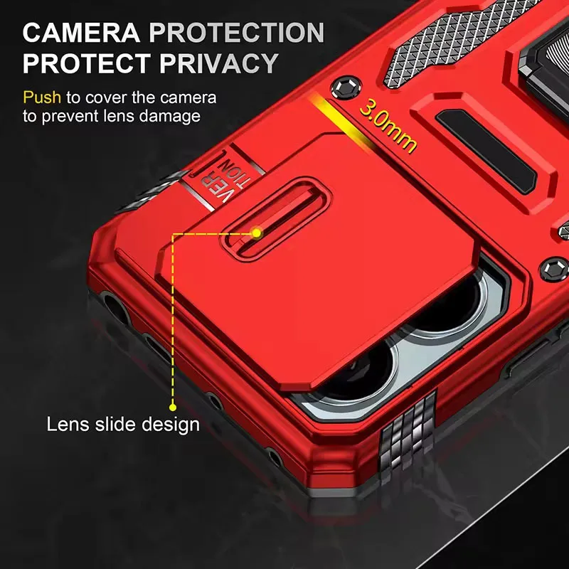 Ударостійкий чохол Camshield Army Ring для Xiaomi Poco X6 Pro Червоний / Red — фото 4