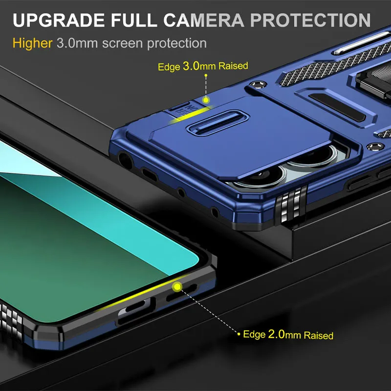 Ударостійкий чохол Camshield Army Ring для Xiaomi Poco X6 Pro Синій / Navy — фото 2