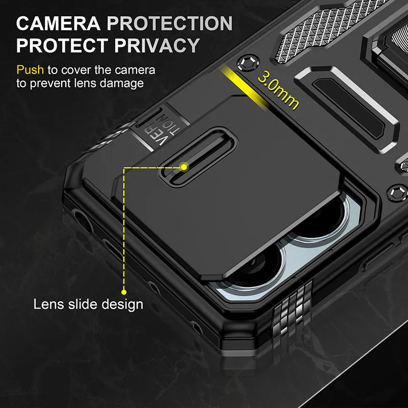 Ударостійкий чохол Camshield Army Ring для Xiaomi Poco X6 Pro Чорний / Black — фото 2
