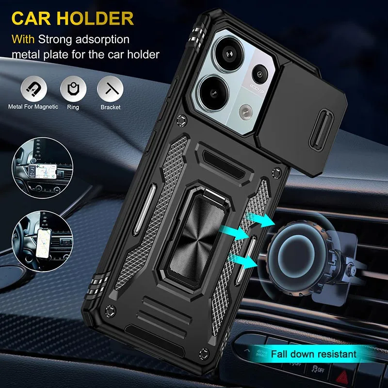 Ударостійкий чохол Camshield Army Ring для Xiaomi Poco X6 Pro Чорний / Black — фото 4