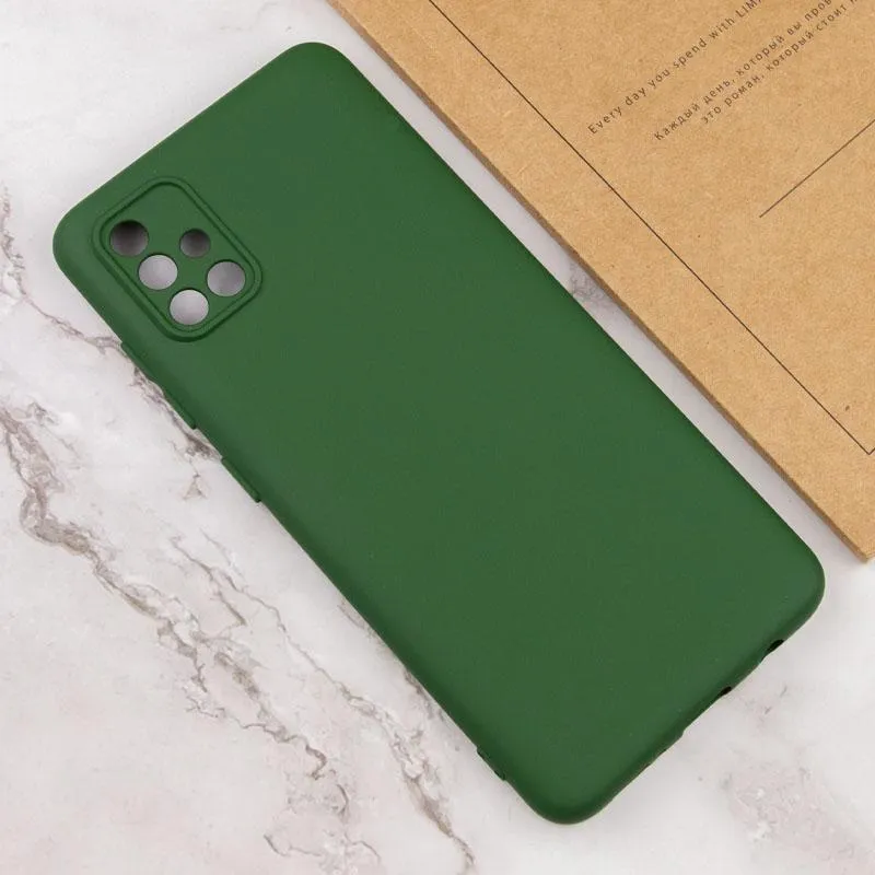 Чохол TPU GETMAN Liquid Silk Full Camera для Samsung Galaxy A51 Зелений / Dark green — фото 3