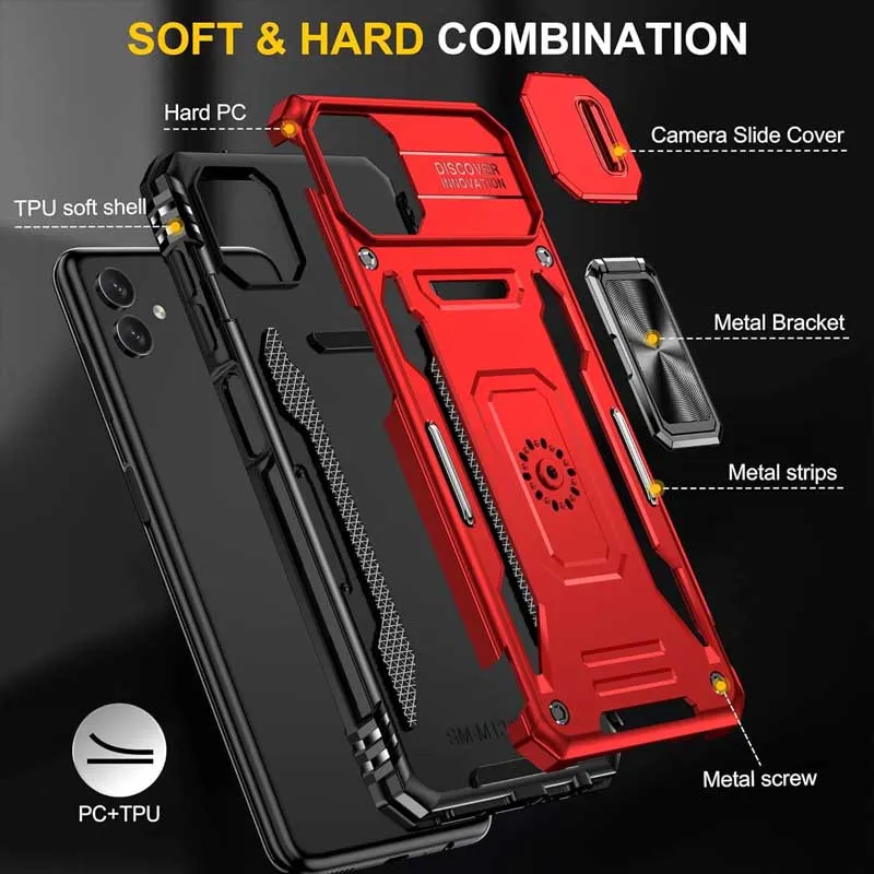 Ударостійкий чохол Camshield Army Ring для Samsung Galaxy A06 Червоний / Red — фото 2