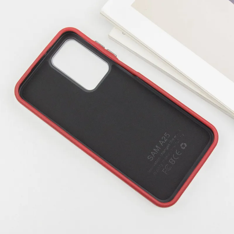 Шкіряний чохол Leather Case Metal Buttons для Samsung Galaxy A25 5G Red — фото 4