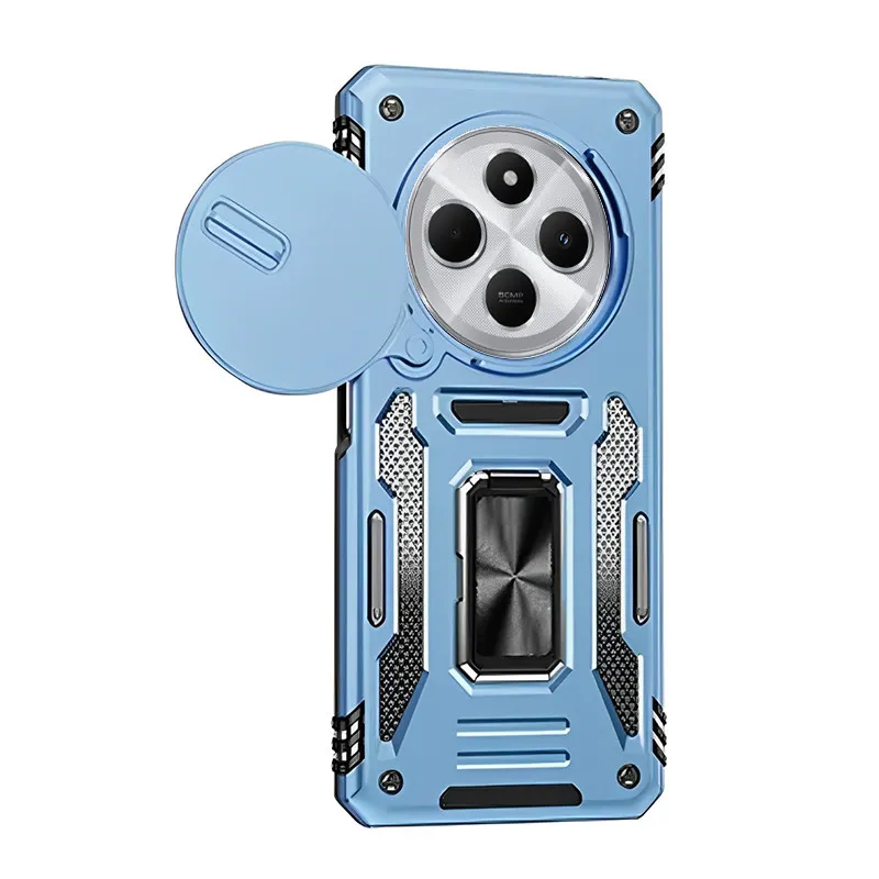 Ударостійкий чохол Camshield Army Ring для Xiaomi Redmi 14C / A4 / Poco C75 Блакитний / Light Blue — фото 3