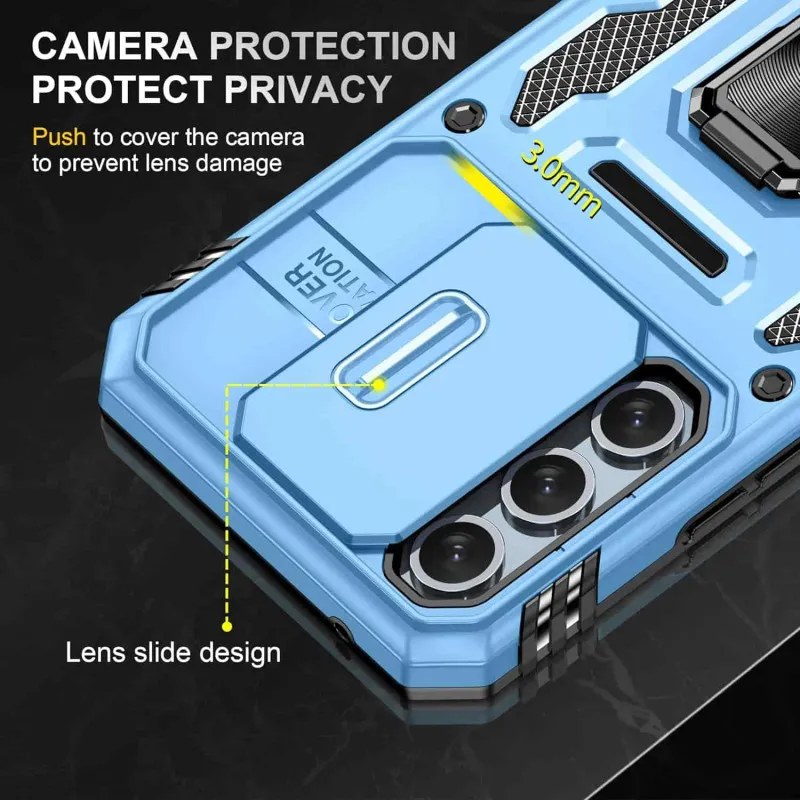Ударостійкий чохол Camshield Army Ring для Samsung Galaxy A36 5G / A56 5G Блакитний / Light Blue — фото 4