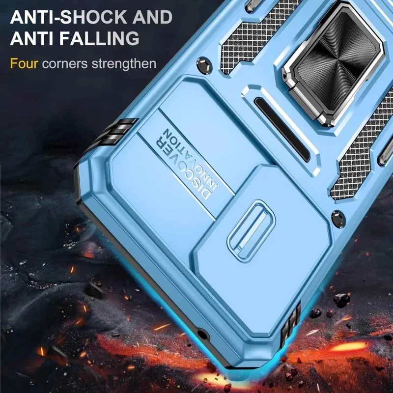 Ударостійкий чохол Camshield Army Ring для Samsung Galaxy A36 5G / A56 5G Блакитний / Light Blue — фото 7