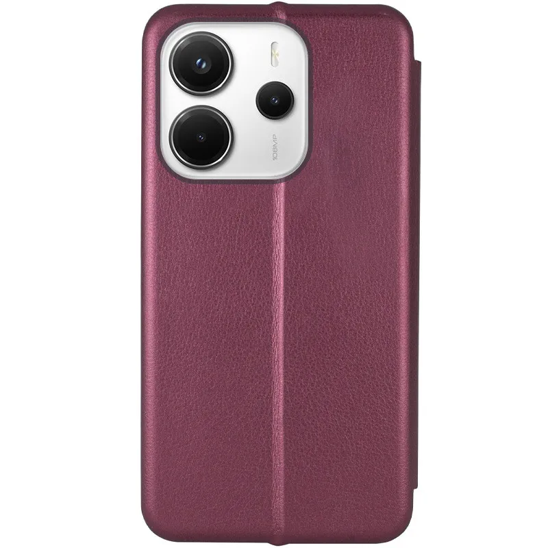 Шкіряний чохол-книжка Classy для Xiaomi Redmi Note 14 4G Бордовий — фото 3