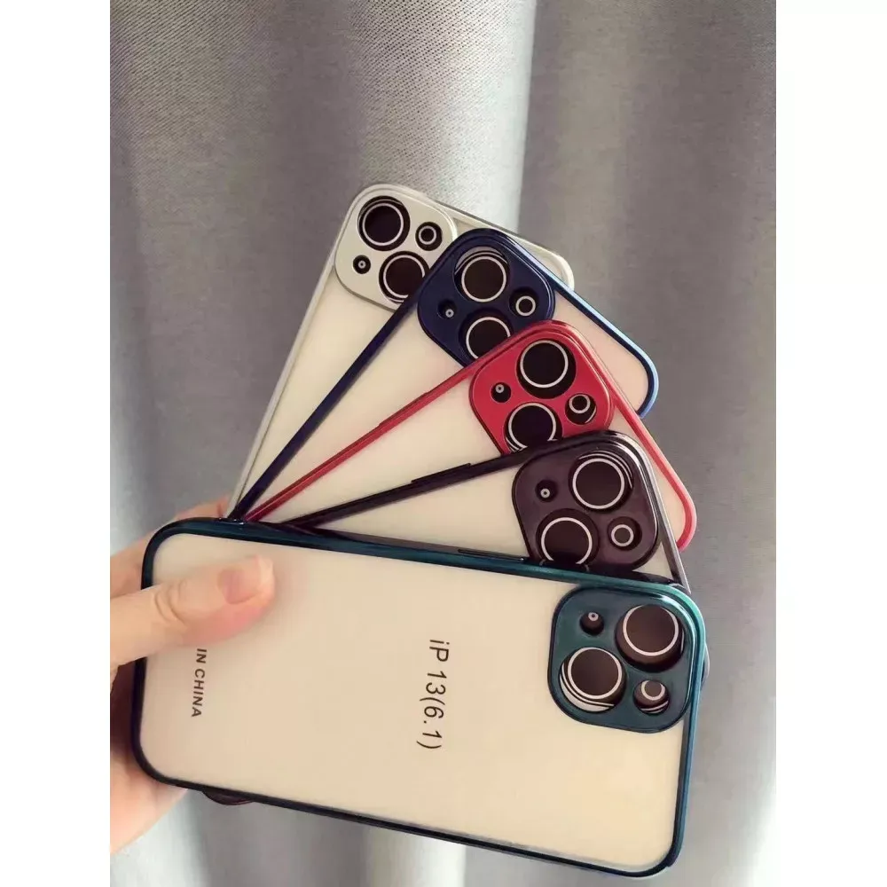 Electroplating TPU Case with Camera Lens protector iPhone 13 6.1" — Black - фото 3