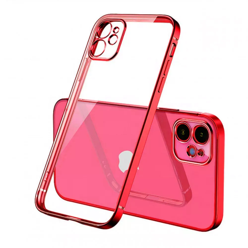 Electroplating TPU Case with Camera Lens protector iPhone 13 6.1" — Red