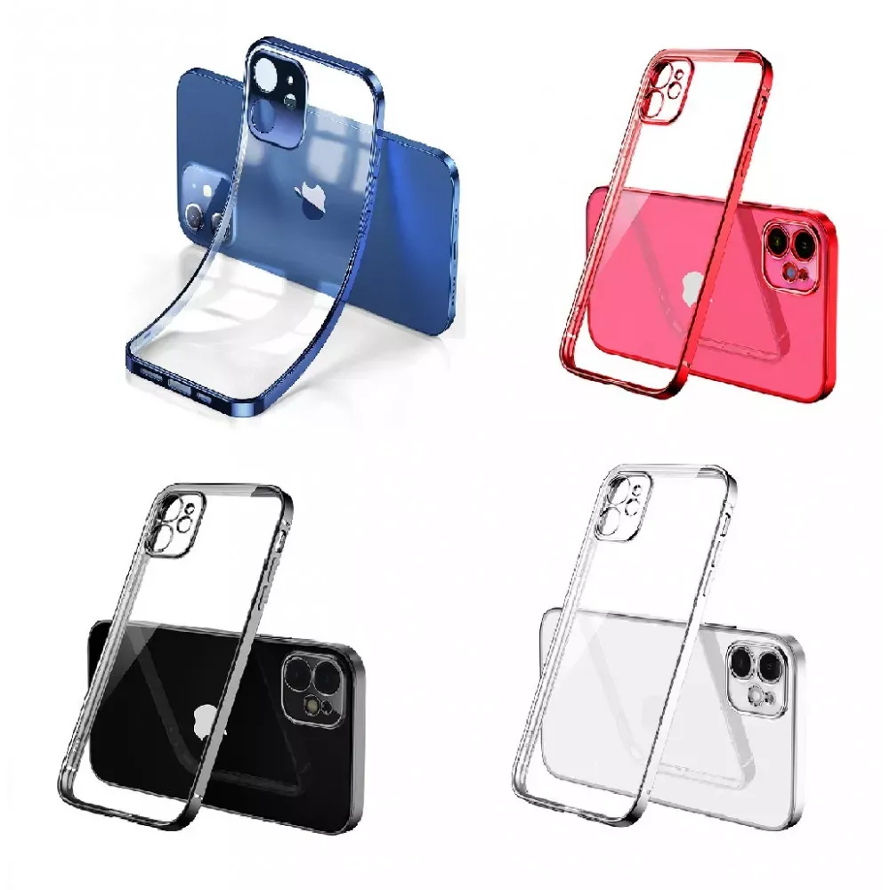 Electroplating TPU Case with Camera Lens protector iPhone 13 6.1" — Silver