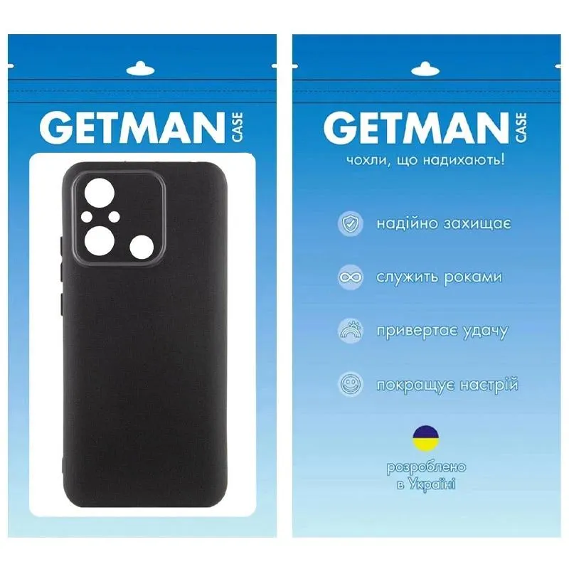 Чохол TPU GETMAN Liquid Silk Full Camera для Xiaomi Redmi 12C Чорний / Black — фото 4