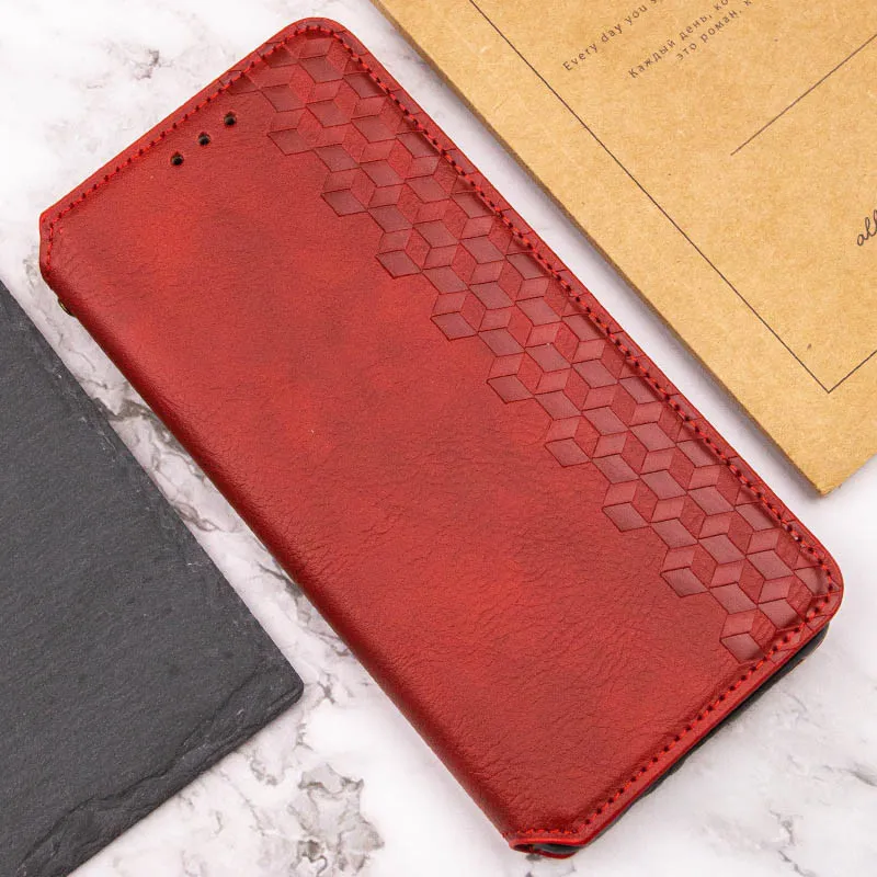 Шкіряний чохол-книжка GETMAN Cubic для Xiaomi Redmi Note 14 Pro 4G Червоний — фото 5