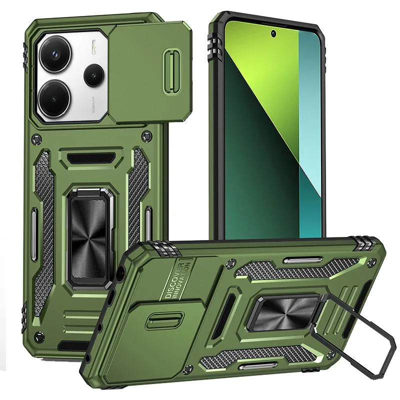 Ударостійкий чохол Camshield Army Ring для Xiaomi Redmi Note 14 4G / 14 5G Оливковий / Army Green