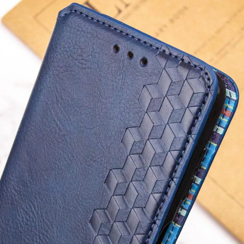 Шкіряний чохол-книжка GETMAN Cubic для Xiaomi Redmi Note 14 4G Синій — фото 5