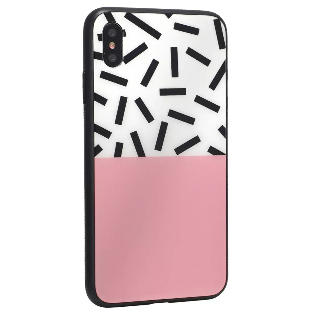 Glass with print TPU Case iPhone Xs — White Pink — Различные Apple iPhone Xs, Apple iPhone X