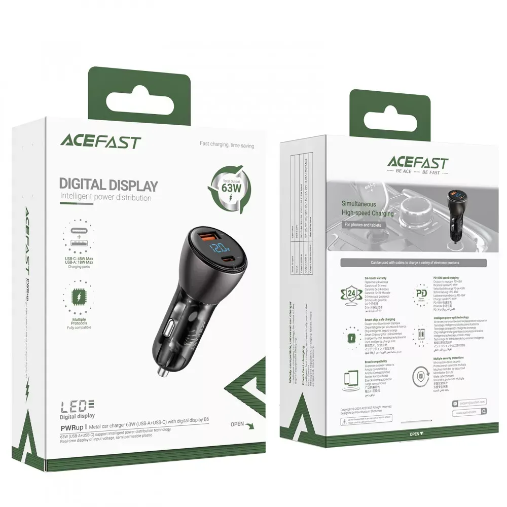 Car Charger 63W 1U 1C Acefast B6 — фото 3