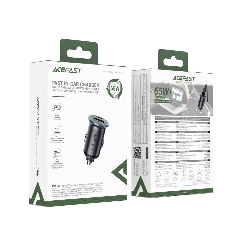 Car Charger 65W 1U 1C Acefast B15 — фото 3