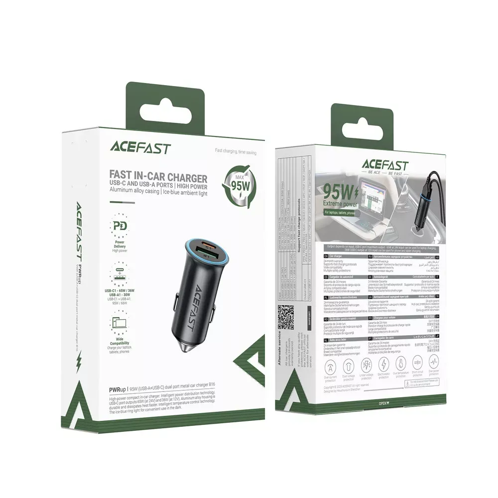 Car Charger 95W 1U 1C Acefast B16 — фото 3