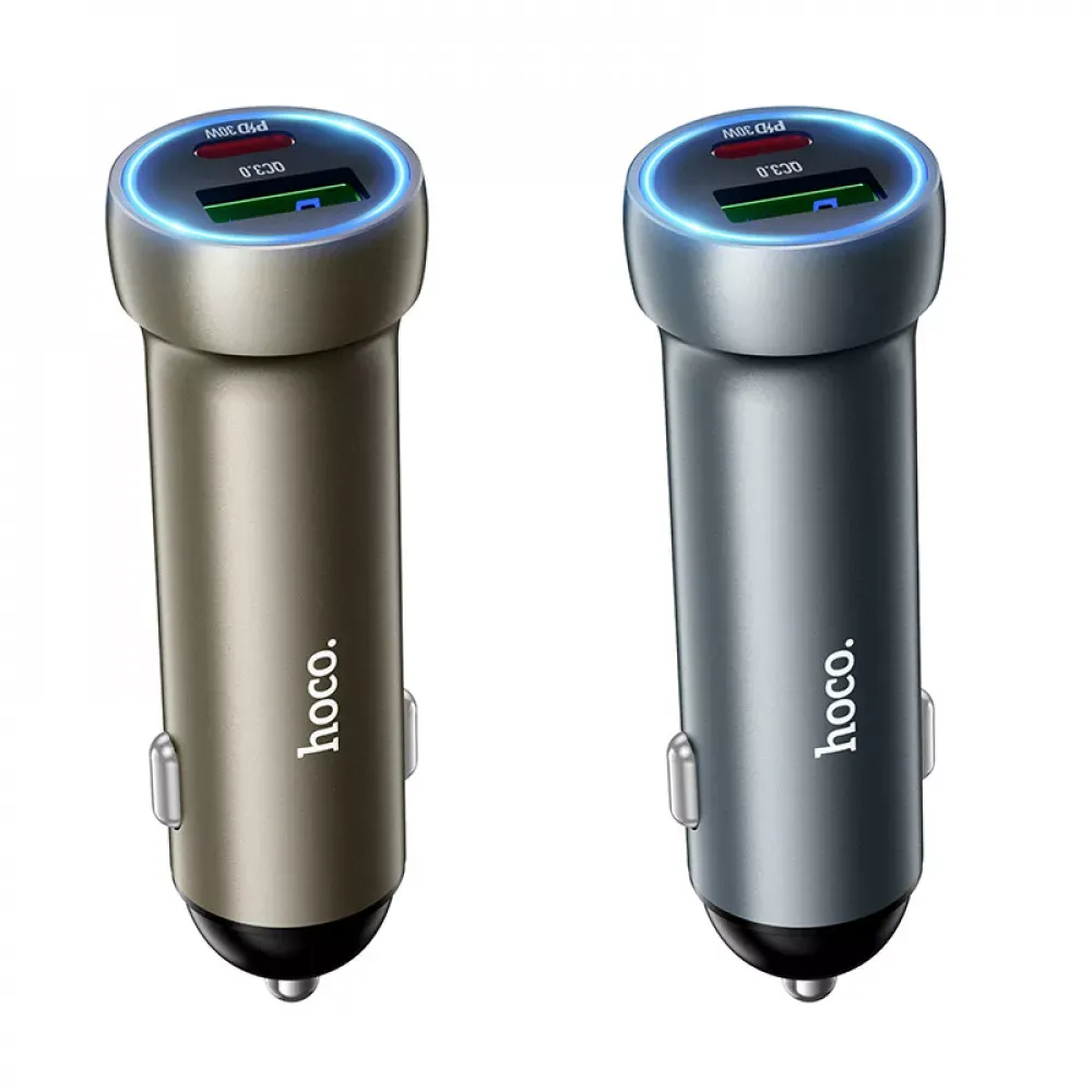 Car Charger | 48W | PD | USB QC3.0 | USB-C | — Hoco Z54A __ — Metal Grey — фото 5
