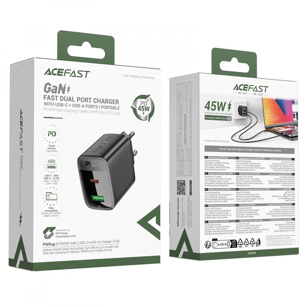 Home Charger 45W PD QC3.0 Acefast A106 — фото 3