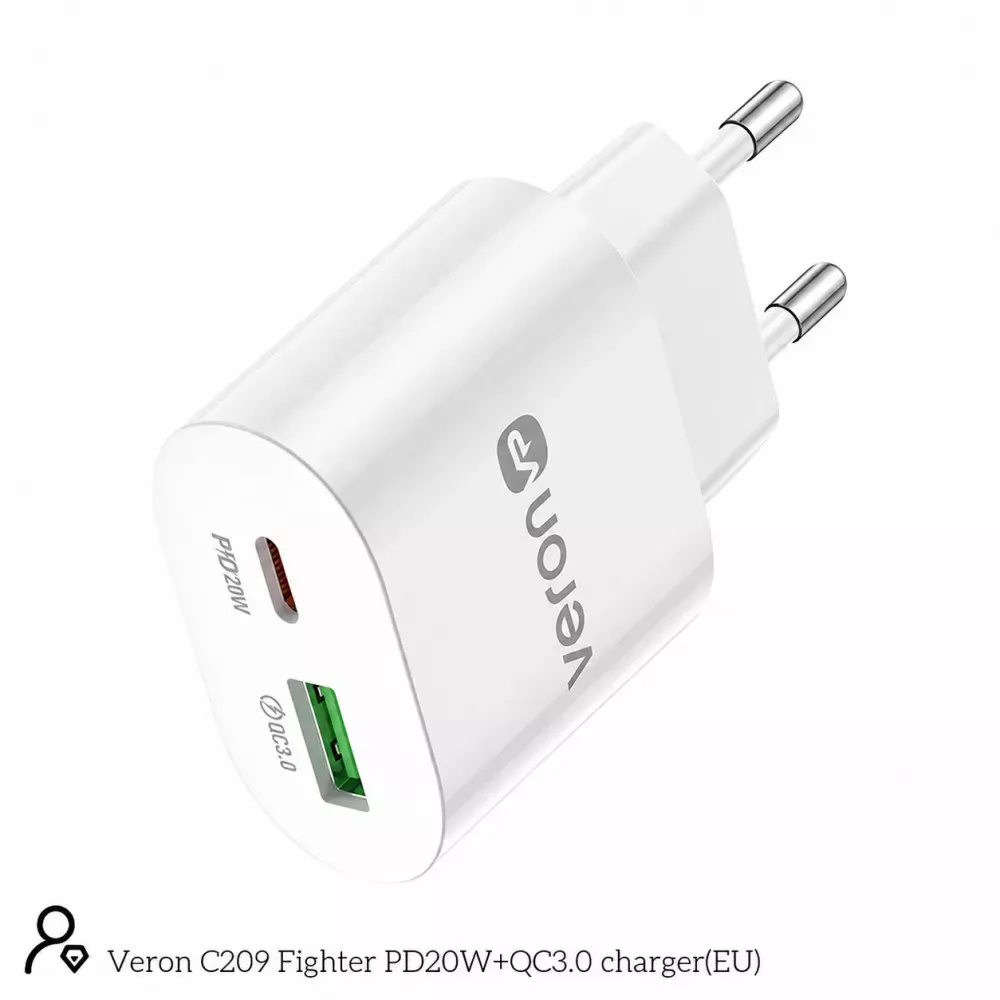 Home Charger | 20W | PD | QC3.0 — Veron C209 — фото 3