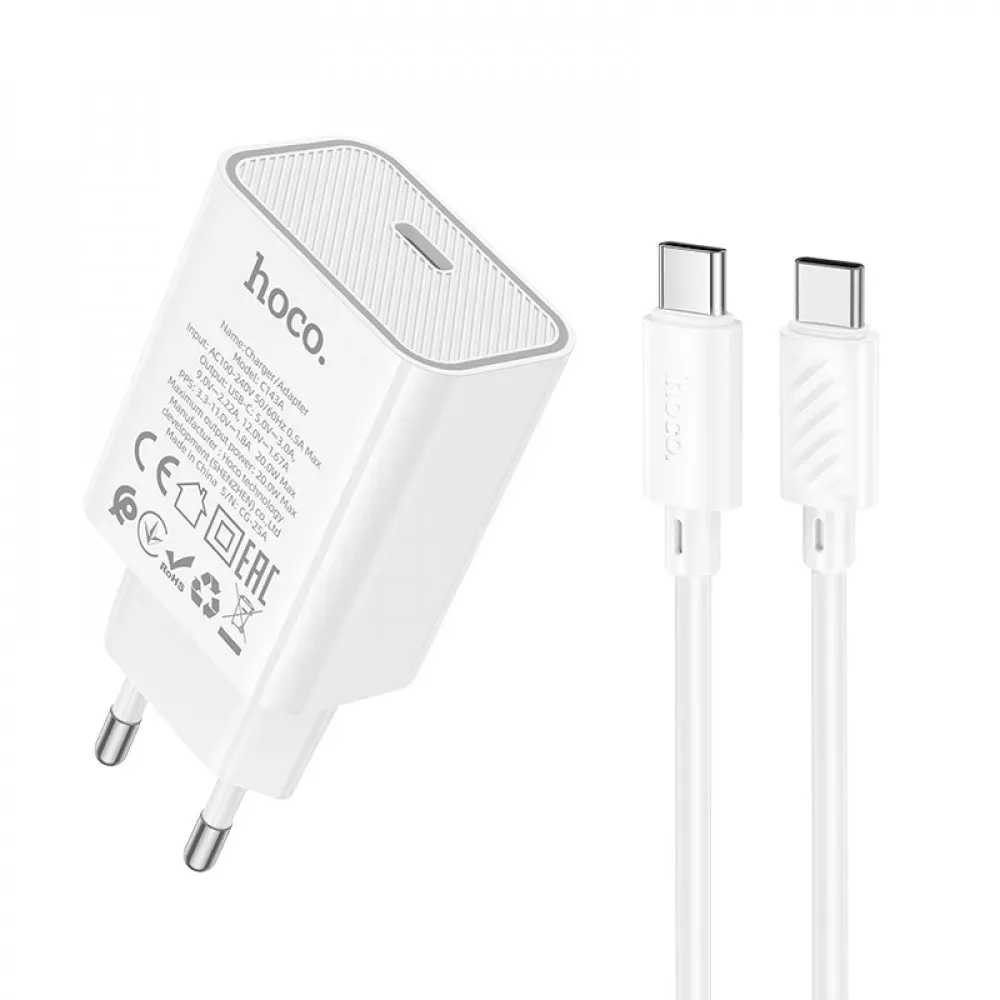 Home Charger 20W PD3.0 C to C Cable Hoco C143A