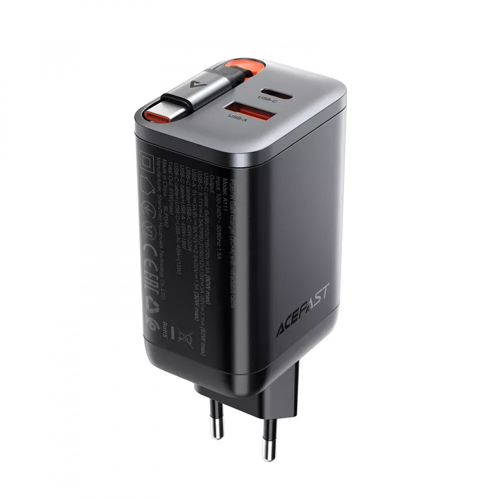 Home Charger 67W 2PD QC3.0 C to C Cable (0.65m) Acefast A111 — Acefast