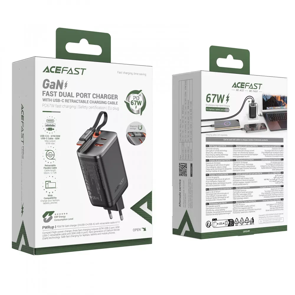 Home Charger 67W 2PD QC3.0 C to C Cable Acefast A111 — фото 3