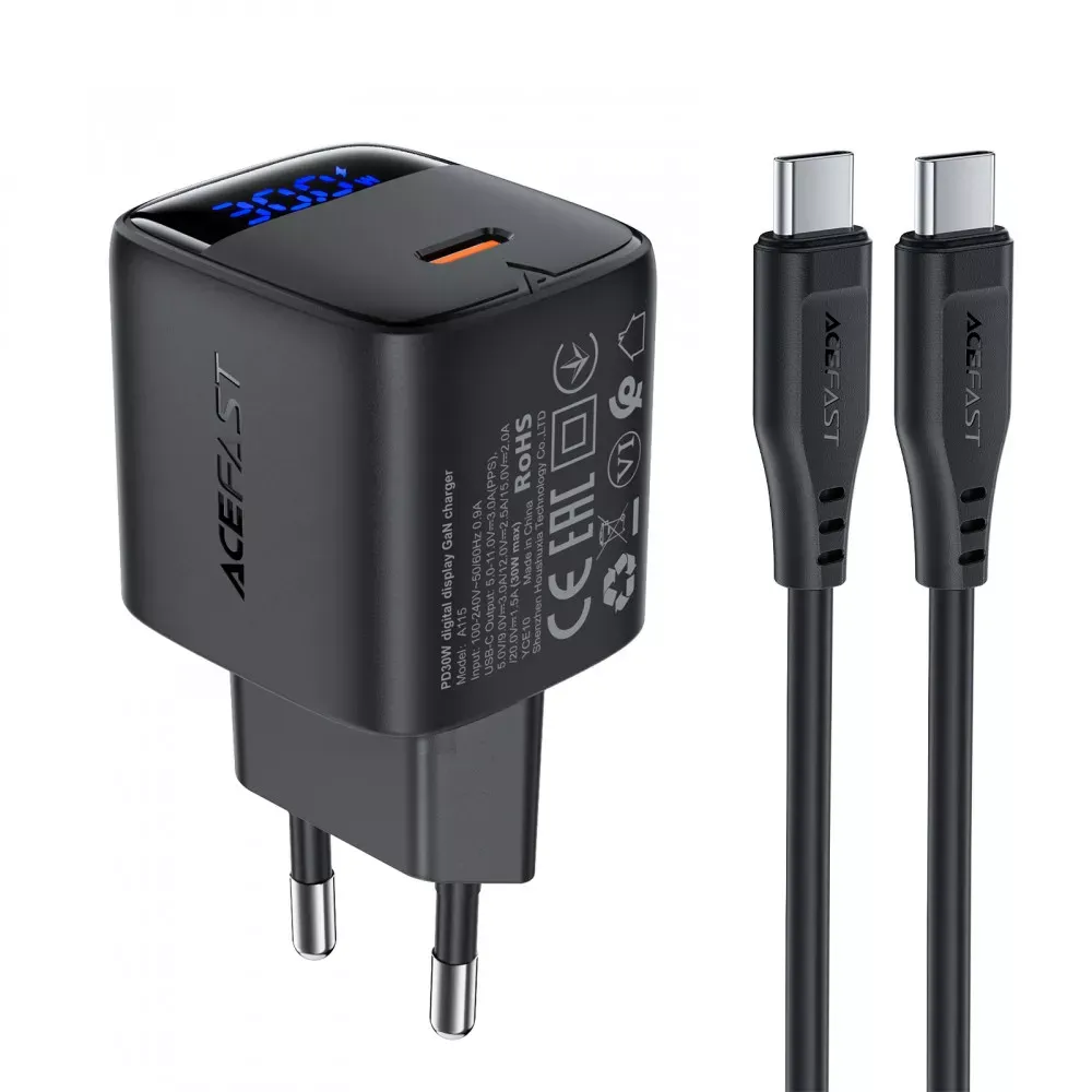 Home Charger | 30W | PD | C to C Cable (1m) — Acefast A115 — Acefast