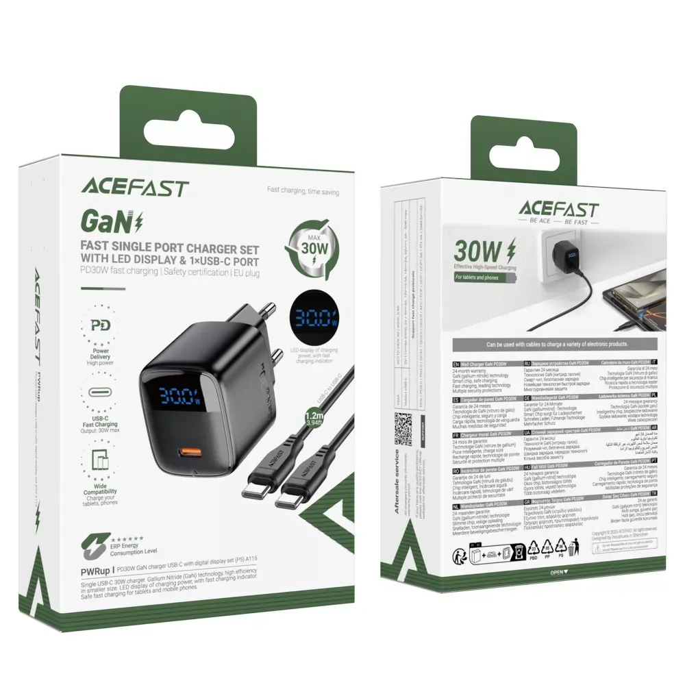 Home Charger | 30W | PD | C to C Cable — Acefast A115 — фото 3