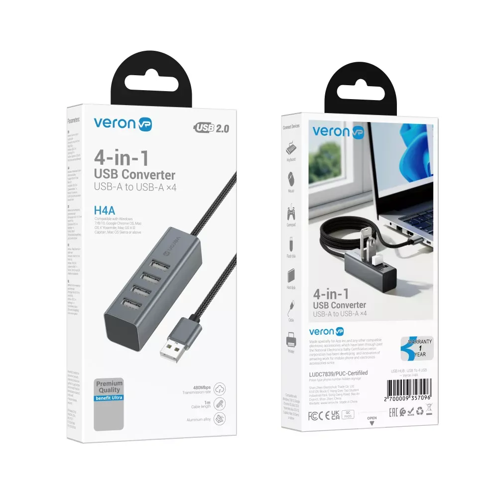 USB HUB : USB To 4 USB — Veron H4A — фото 3