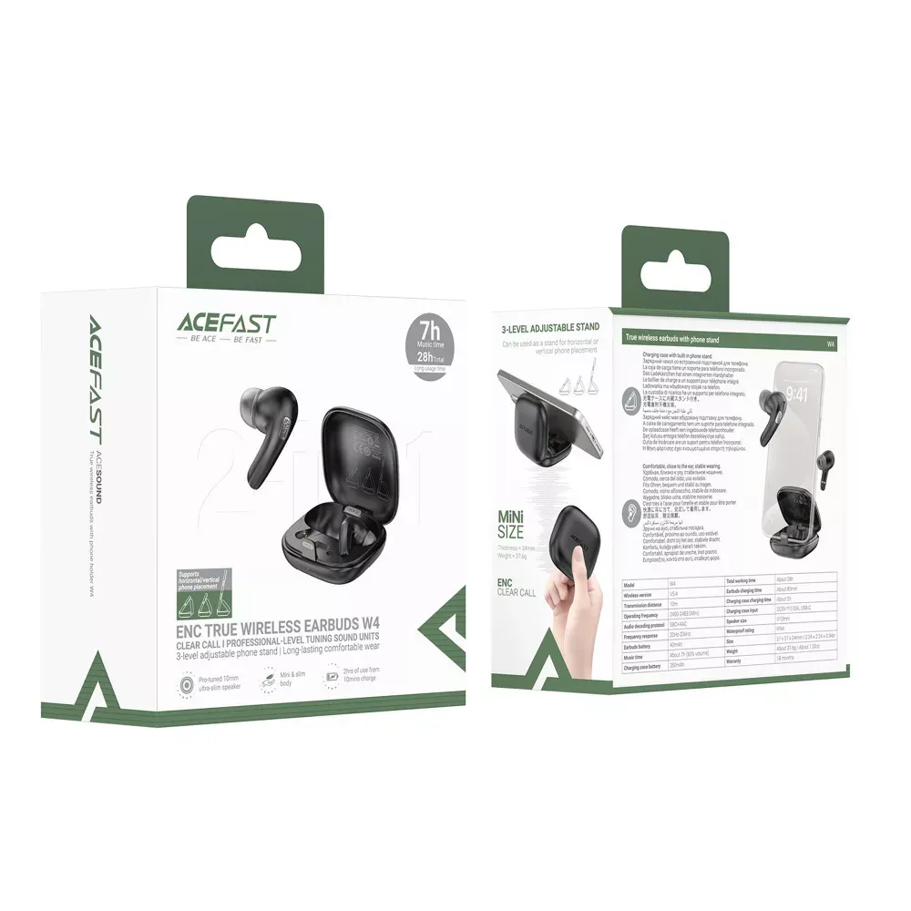 Bluetooth гарнітура TWS Acefast W4 — Black — фото 3