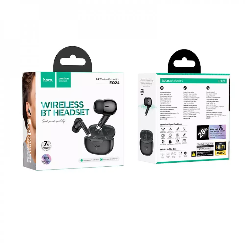 Bluetooth гарнітура TWS Hoco EQ24 — White Star — фото 3