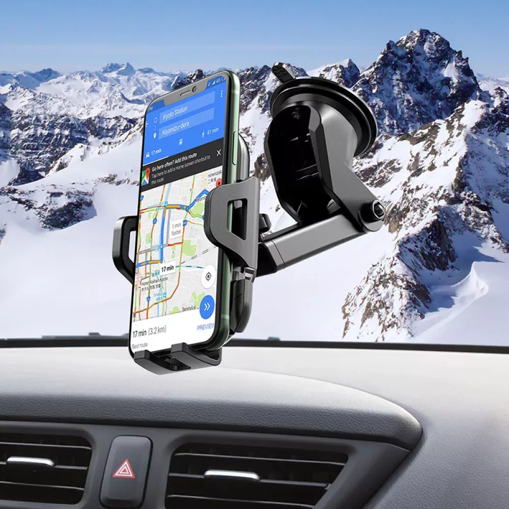 Car Holder Hoco CA76 Touareg one-touch center console — Black — фото 9