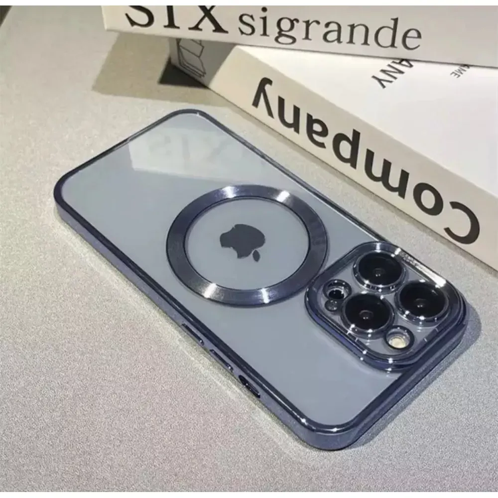 Electroplate Case With Magsafe iPhone 15 Pro Max — Dark Blue — фото 3