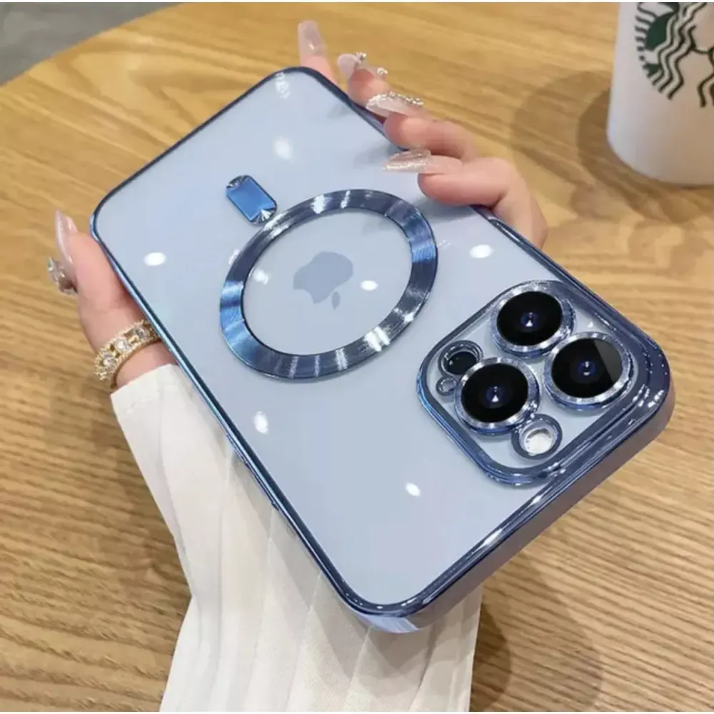 Electroplate Case With Magsafe iPhone 15 Pro Max — Dark Blue — фото 5