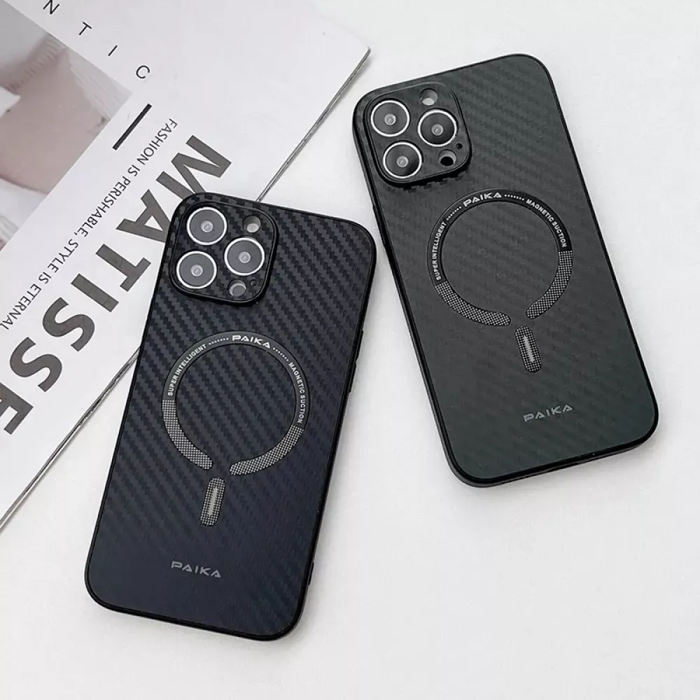 Carbon case with magsafe iPhone 14 — Black — фото 2
