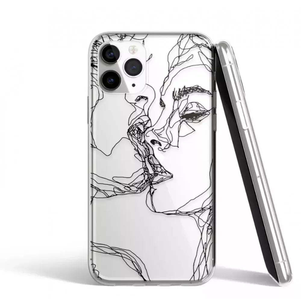 Abstract geometric art line TPU case iPhone 13 6.1 — Heart 2 — фото 5